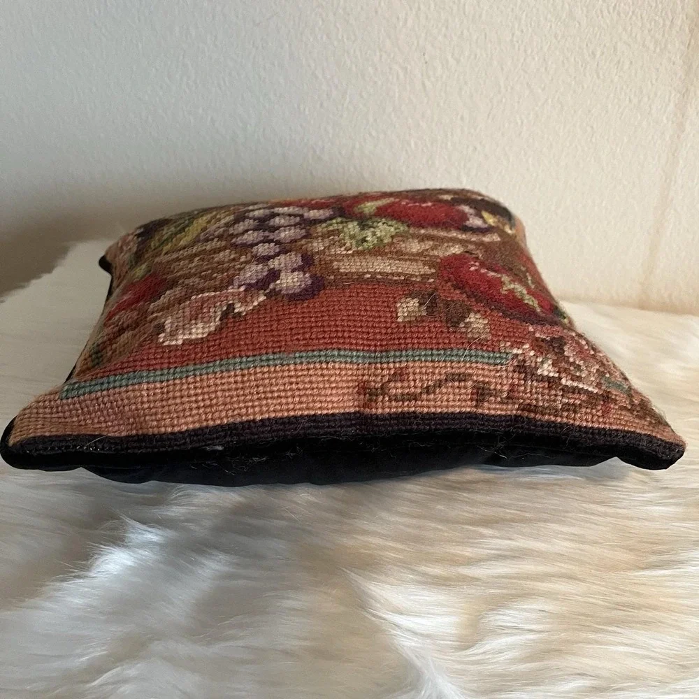 Vintage Tapestry Throw Pillow‎ Still Life Fruit Basket Home Decor Cottagecore